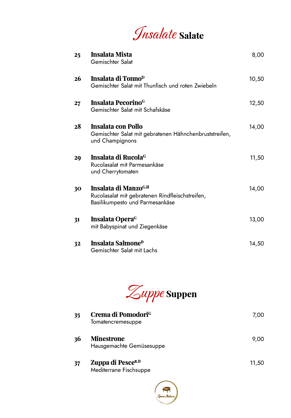 Opera Italiana Hohen Neuendorf Speisekarte 3